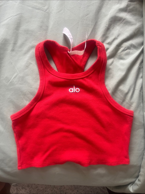 ALO Yoga Tops - ALO Yoga Red Ribbed Racerback Crop Top